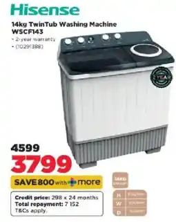 HiFi Corp Hisense 14kg TwinTub Washing Machine offer
