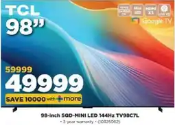 HiFi Corp TCL 98-inch SQD-MINI LED 144Hz TV98C7L offer