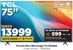 HiFi Corp 75-Inch Mini LED Google TV-75C6KS offer