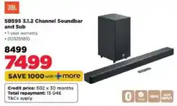 HiFi Corp JBL SB595 3.1.2 Channel Soundbar and Sub offer