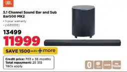 HiFi Corp JBL 5.1 Channel Sound Bar and Sub Bar500 MK2 offer