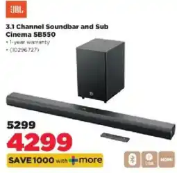 HiFi Corp JBL 3.1 Channel Soundbar and Sub Cinema SB550 offer