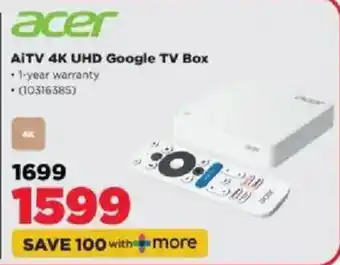HiFi Corp Acer AiTV 4K UHD Google TV Box offer