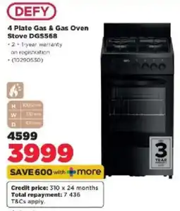 HiFi Corp DEFY 4 Plate Gas & Gas Oven Stove DG5568 offer