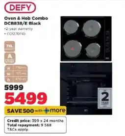 HiFi Corp Defy Oven & Hob Combo DCB838/E Black offer