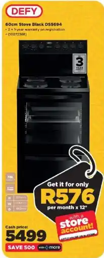 HiFi Corp Defy 60cm Stove Black DSS694 offer