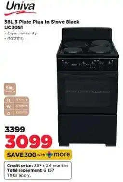 HiFi Corp Univa 58L 3 Plate Plug In Stove Black offer