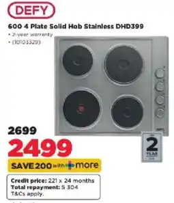 HiFi Corp DEFY 600 4 Plate Solid Hob Stainless DHD399 offer