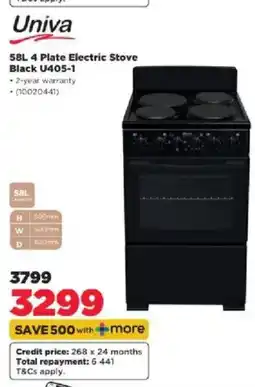 HiFi Corp Univa 58L 4 Plate Electric Stove Black offer