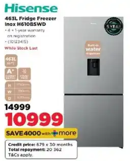 HiFi Corp Hisense 463L Fridge Freezer Inox H610BSWD offer