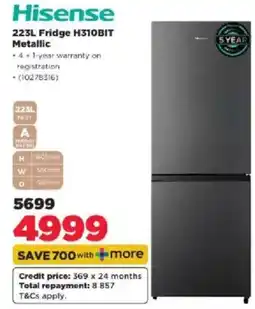 HiFi Corp Hisense 223L Fridge H310BIT Metallic offer