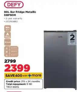 HiFi Corp DEFY 90L Bar Fridge Metallic offer