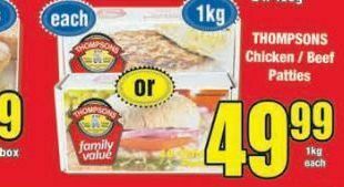 Boxer Thompsons beef patties offer