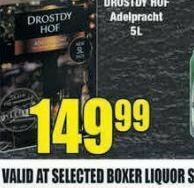Boxer Drostdy hof wine offer