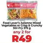 Julienne mixed vegetables or crisp & crunchy stir-fry