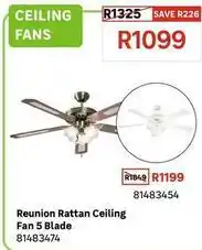 Leroy Merlin Reunion rattan ceiling fan 5 blade offer