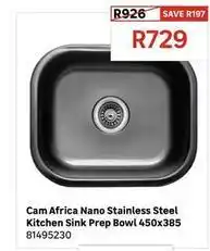 Leroy Merlin Cam africa nano stainless steel kitchen sink prep bowl 450x385 offer