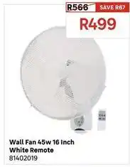 Leroy Merlin Wall fan 45w 16 inch white remote offer