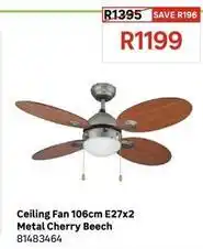 Leroy Merlin Ceiling fan 106cm e27x2 metal cherry beech offer