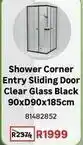 Leroy Merlin Shower corner entry sliding door glass black 90xd90x185cm 81482852 offer