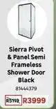 Leroy Merlin Sierra pivot & panel semi frameless shower door black 81444379 offer