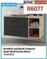 Leroy Merlin Brookhil and black compact open shelf vanity 80cm offer