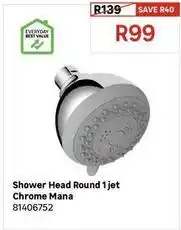 Leroy Merlin Shower head round 1 jet chrome mana 81406752 offer