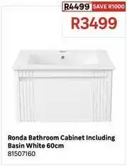 Leroy Merlin Ronda bathroom cabinet including basin white 60cm 81507160 offer