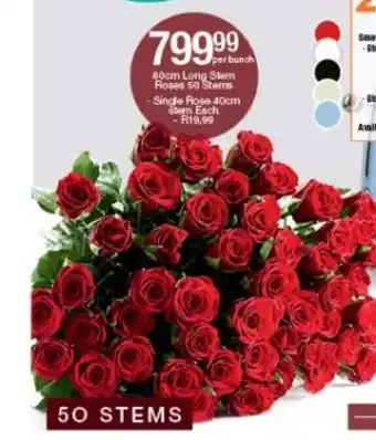 Checkers 60cm Long Stem Roses 50 Stems per bunch offer