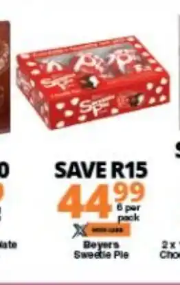 Checkers Beyers Sweetie Pie 6 per pack offer