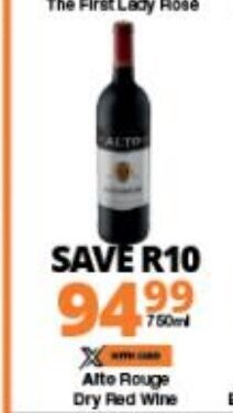 Checkers Alto Rouge Dry Red Wine 750ml offer