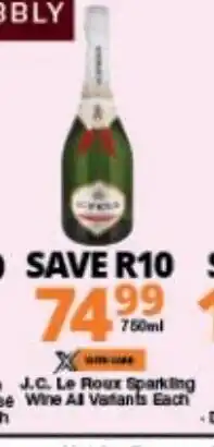 Checkers J.C Le Roux Sparkling Wine All Variants each offer