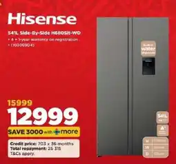 HiFi Corp Hisense 541L Side-By-Side H680Sit-WD offer