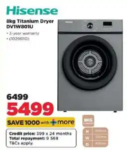 HiFi Corp Hisense 8kg Titanium Dryer DV1W8011U offer