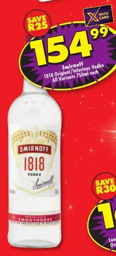 Shoprite Liquor Smirnoff 1818 Vodka offer