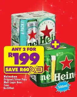 Shoprite Liquor Heineken Original/Silver Pure Malt Lager Beer offer