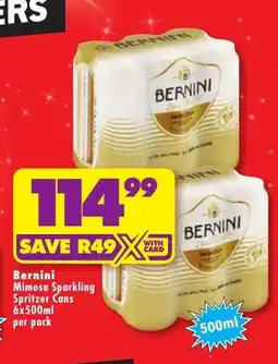 Shoprite Bernini Mimosa Sparkling Spritzer Cans offer