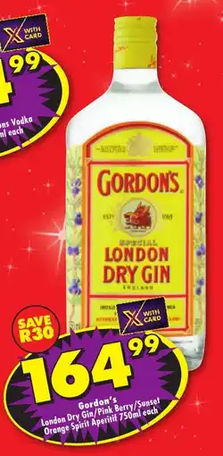 Shoprite Gordon's London Dry Gin offer