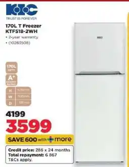 HiFi Corp 170L T Freezer KTF518-2WH offer