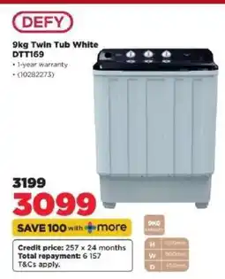 HiFi Corp DEFY 9KG Twin Tub White DTT169 offer