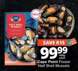 Checkers Cape Point Frozen Half Shell Mussels offer
