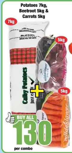 Boxer Potatoes 7kg, Beetroot 5kg & Carrots 5kg offer