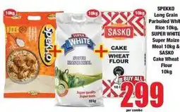 Boxer Sasko - long grain parboiled white rice, super white super maize meal & cake wheat flour offer