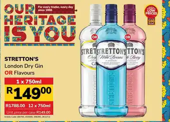 STRETTON'S London Dry Gin OR Flavours