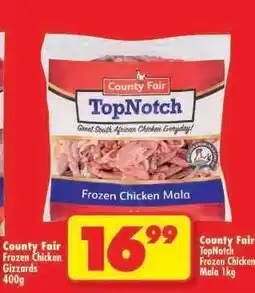 Shoprite County Fair TopNotch Frozen Chicken Mala 1kg offer