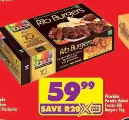 Shoprite Florida Foods Halaal Frozen Rib Burgers 1kg offer