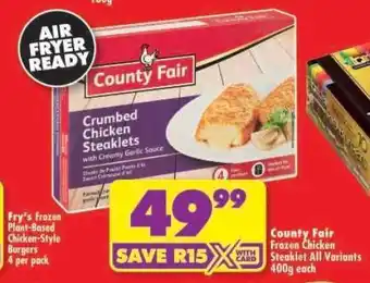 County Fair Frozen Chicken Steaklet All Variants 400g each