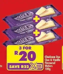 Shoprite Chelsea Duo Choc & Vanilla Flavoured Wafers 100g offer