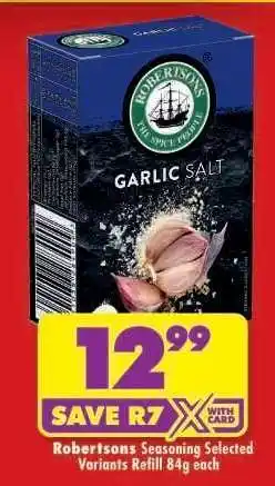 Shoprite Robertsons Seasoning Selected Variants Refill 84g each offer