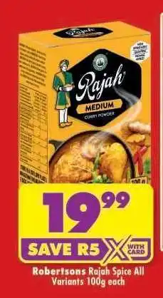 Shoprite Robertsons Rajah Spice All Variants 100g each offer